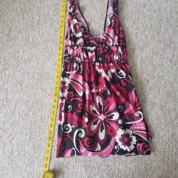 Y2k sparkly long pink flowy floral tank - Picture 5 of 7